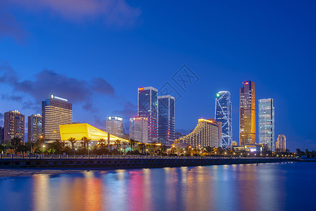 厦门海边厦门会展中心夜景背景