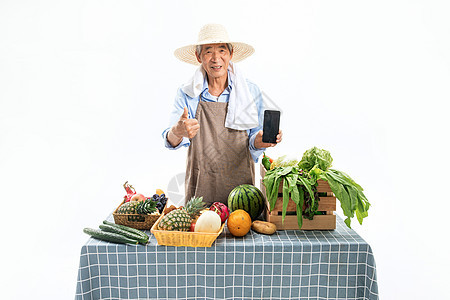 果农菜农拿着手机图片