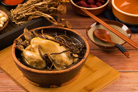 茶树菇鸡汤美食母鸡汤高清图片