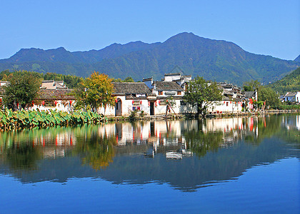 古镇田园风光屏山高清图片素材