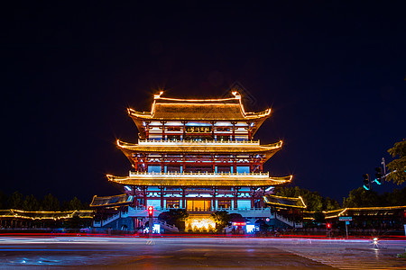 长沙旅游胜地杜甫江阁夜景背景