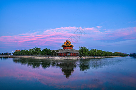 北京紫禁城角楼晚霞图片