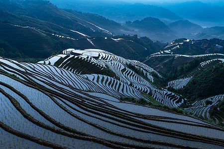 中国风谷雨桂林龙脊梯田风景背景