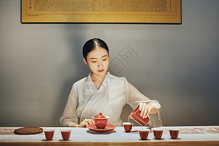 茶道海报厦门室内女茶艺师背景