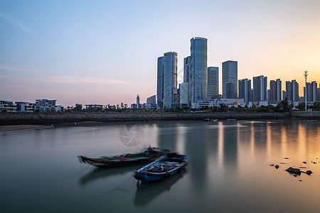 厦门会展中心日落背景