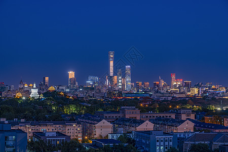 夜景北京CBD地标建筑全景高清图片素材