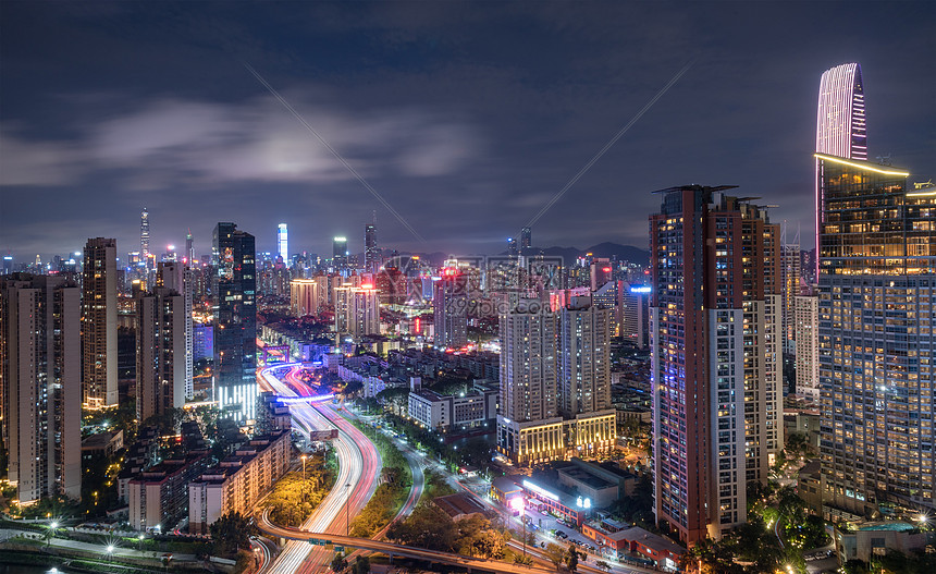 广东省深圳市罗湖区城市夜景图片