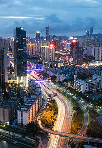 经济时代广东省深圳市罗湖区城市夜景背景