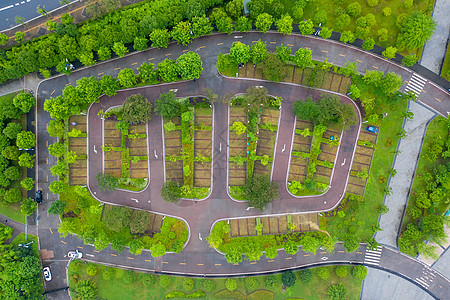 人车分流楼盘小区的汽车道路背景