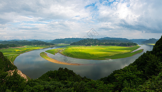 山水河流风光绿江高清图片素材