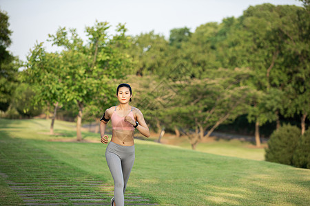 女性运动健身女性户外慢跑背景