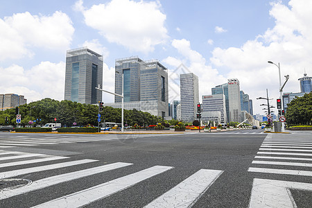 郑州CBD上海CBD建筑群和街道路口背景