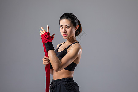 女性运动绑拳击带图片