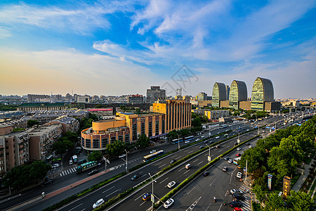 北京楼北京西直门桥高峰期车流背景