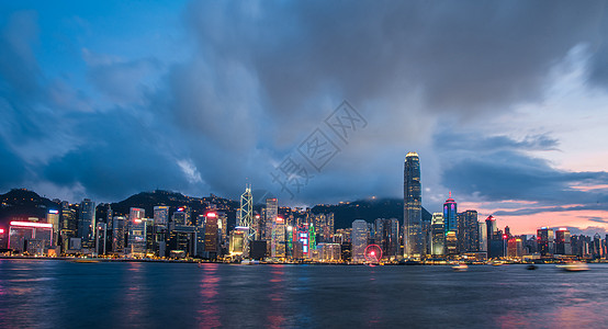 香港维多利亚港夜景风光高清图片