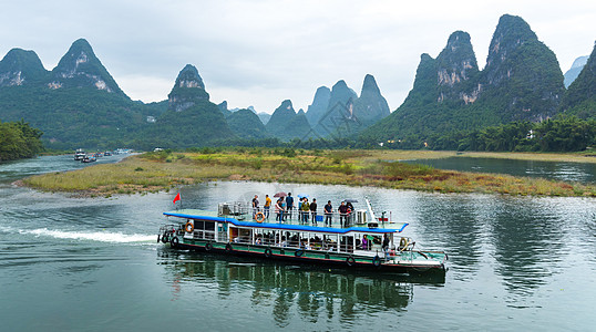 水洞游船广西省阳朔县漓江自然风光背景