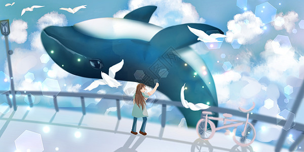 天空中的蓝鲸图片