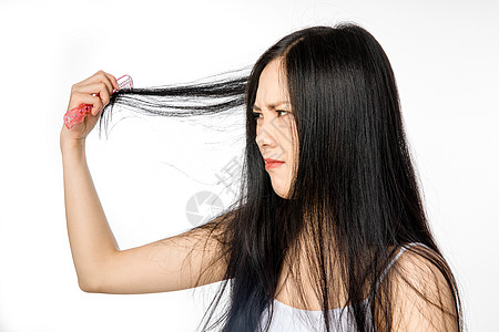 女性脱发头发毛躁图片素材