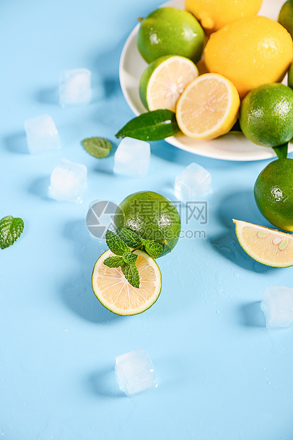 柠檬冰块图片