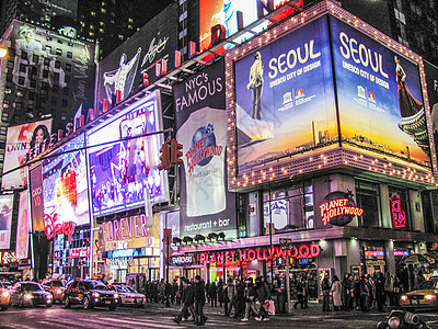 著名的纽约地标时报广场夜景图片