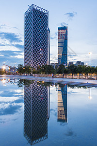 深圳市夜景深圳宝安图书馆周边风光背景