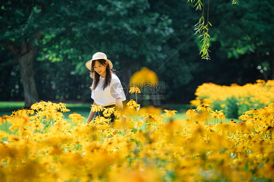 花海中的女孩图片