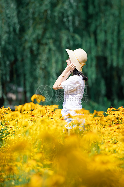 花海中的女孩图片