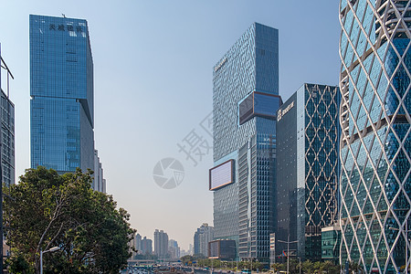 汽车企业深圳南山区腾讯公司总部大楼背景