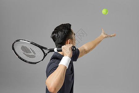 运动员训练运动男性网球特写背景