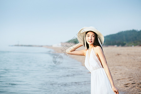 女长裙海边人像背景