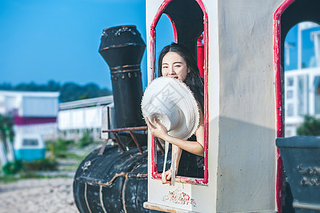 上半身火车旅行人像背景