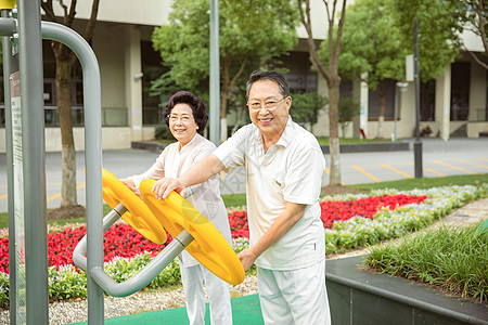 户外运动器材老年人户外运动锻炼背景