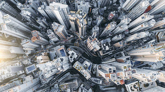 城市密集建筑香港港岛航拍背景
