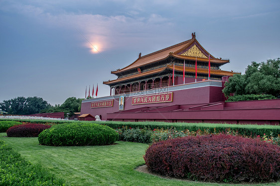 北京天安门的日落图片