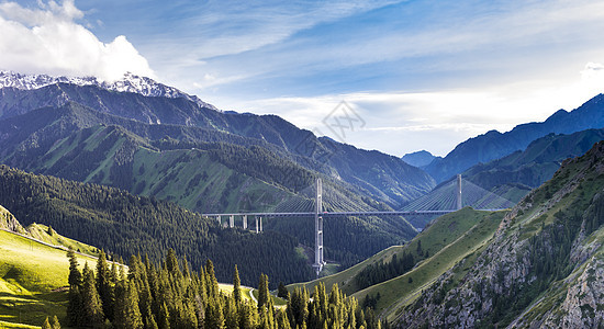 新疆伊犁果子沟大桥景色背景图片