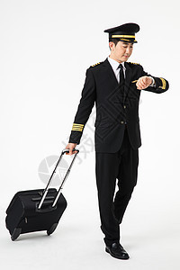 飞行员拉行李箱背景图片