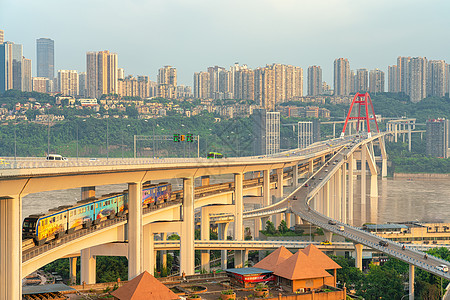 公路桥梁重庆立体交通桥梁立交轨道交通背景