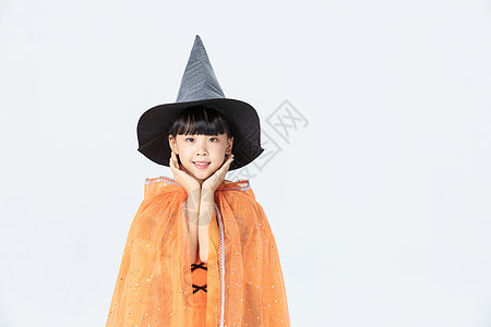 可爱小女孩万圣节女巫打扮图片