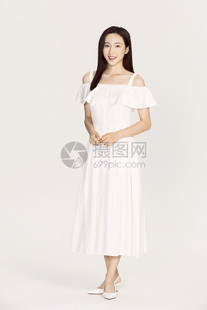 清纯白色连衣裙美女形象图片