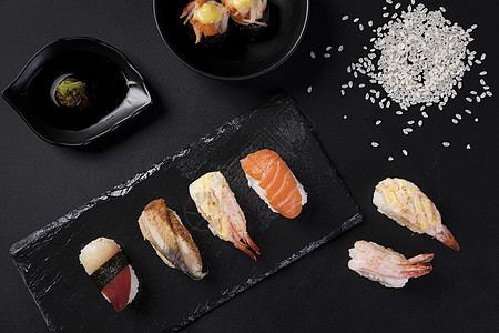 海鲜刺身拼盘美味的日料寿司拼盘背景