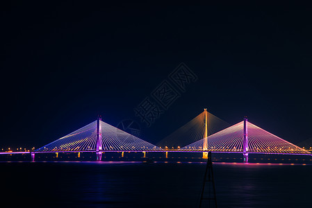 武汉二七长江大桥夜景风光背景图片
