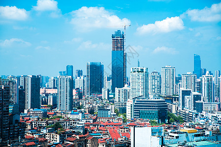 江城城市天际线武汉鹦鹉洲建筑风光背景