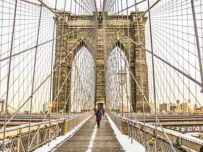 纽约布鲁克林纽约地标-布鲁克林大桥背景