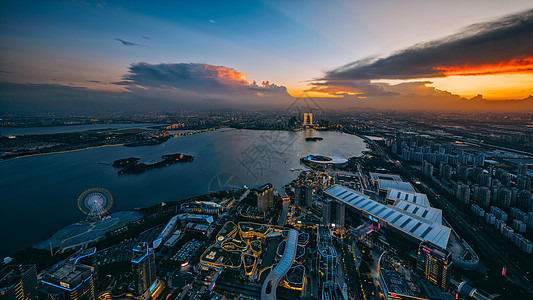 夜空下的城市日落苏州九龙仓高级蓝背景