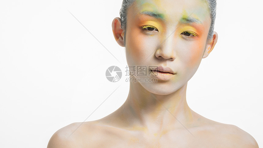 女性正面彩妆展示高清图片下载 正版图片 摄图网