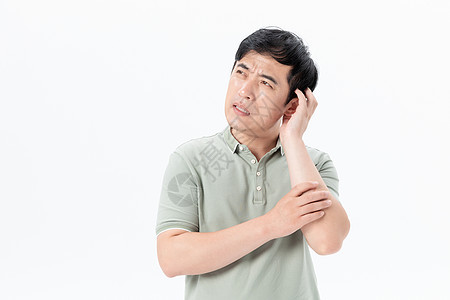 中年男性耳朵听力问题背景图片