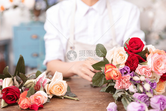 花艺店插花特写图片