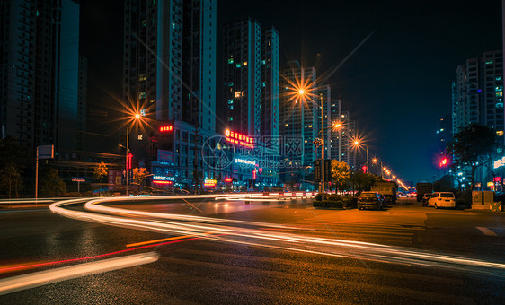 城市车流夜景风光图片