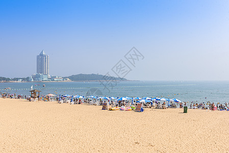 青岛海边青岛第一海水浴场风光背景