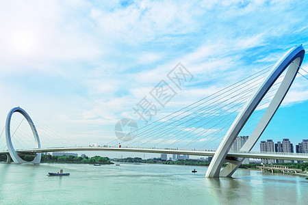 商务桥浓云烈日下的南京眼步行桥背景